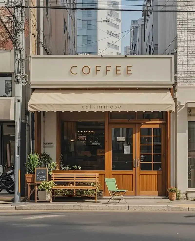 Tampak depan kedai Time Coffee dilihat dari jalan
